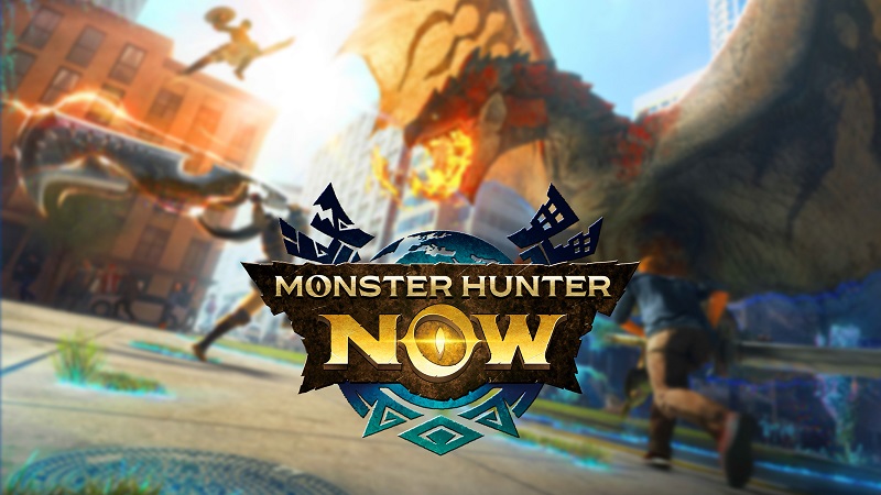 Monster Hunter Now gameplay screenshot showing players battling monsters in real-world locations.