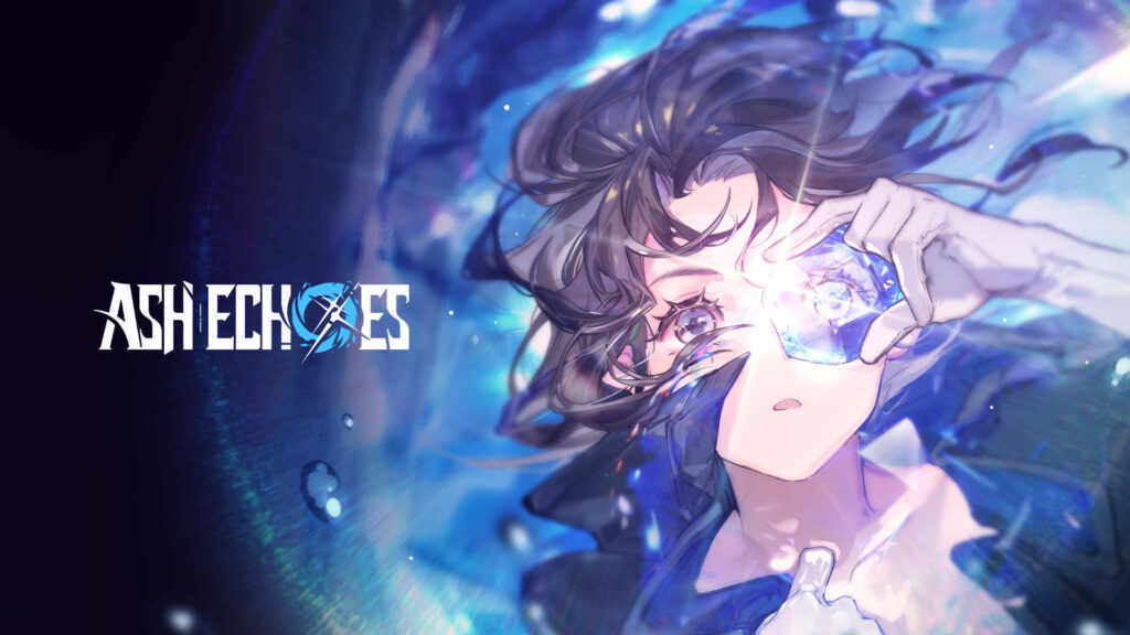 Character from Ash Echoes Global set against a mystical, multi-dimensional backdrop.