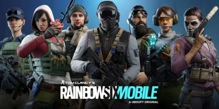 Operators in Rainbow Six Mobile using tactical gadgets and strategies during a competitive PvP match on the iconic Bank map.