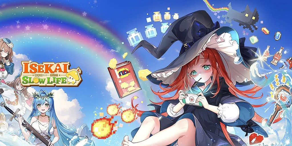 Screenshot of Isekai: Slow Life showing the character, a walking mushroom, exploring the fantasy world and interacting with quirky companions.